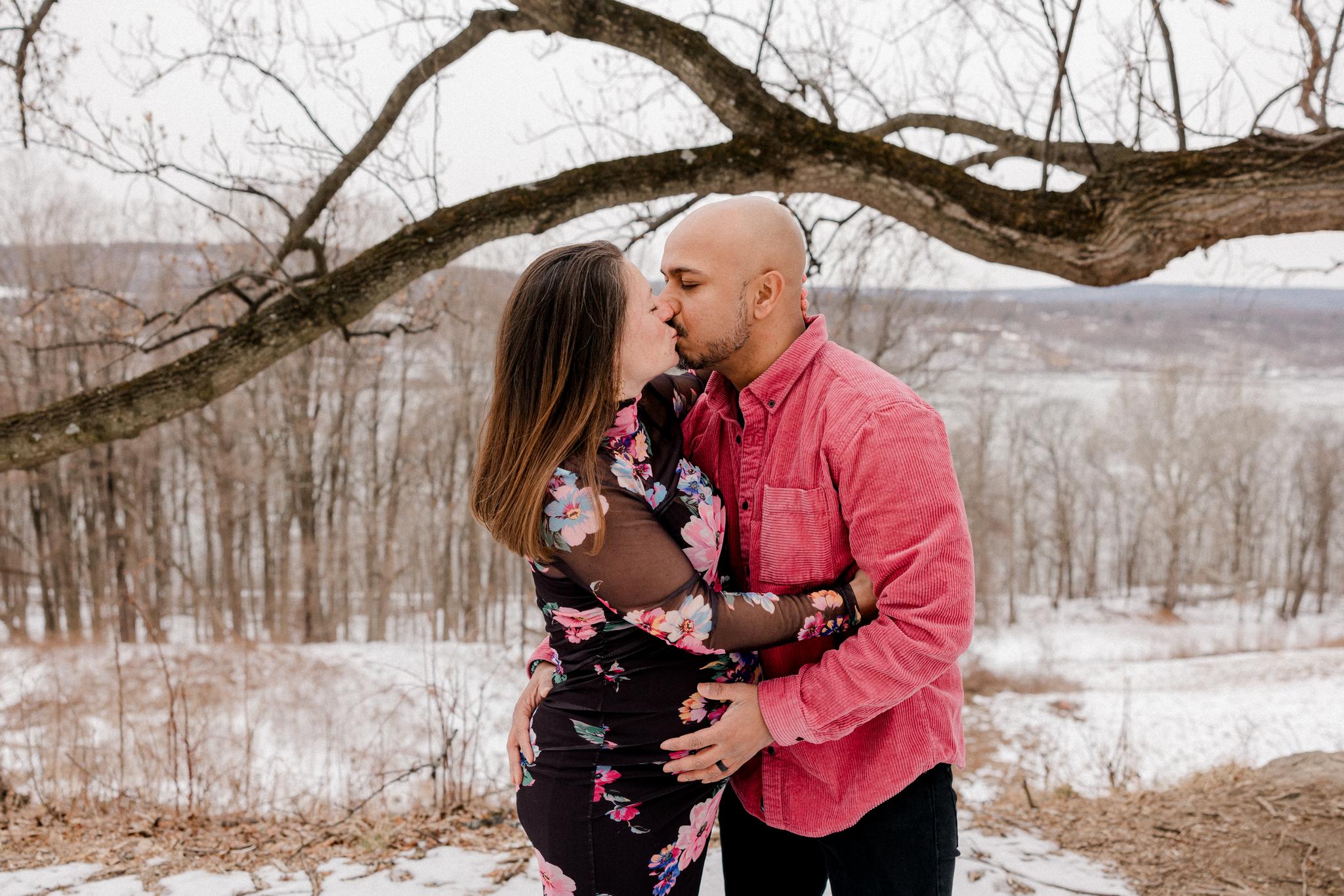 A Winter Maternity Photo Shoot In Beautiful Hyde Park - Upstate New York